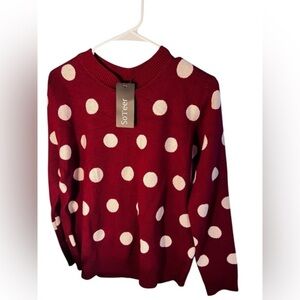 Sofeer Women's Red Polka Dot Sweater